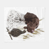 ドイツ短編集ポインター(GSP)ポストカードコーヒー フリースブランケット (正面(横))