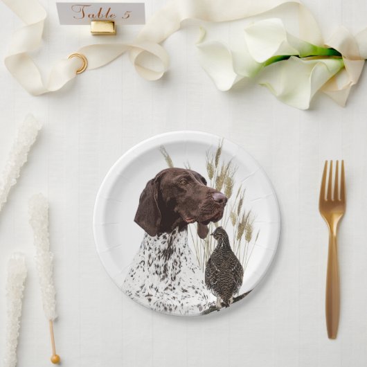 ドイツ短編集ポインター(GSP)ポストカードコーヒー ペーパープレート (ウェディング)