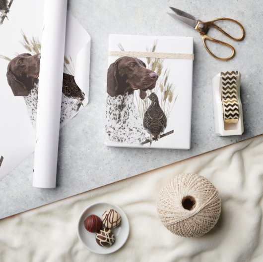 ドイツ短編集ポインター(GSP)ポストカードコーヒー ラッピングペーパー (クラフト)