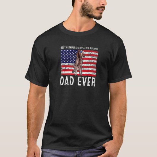 ドイツ短調ポインタパパアメリカ国旗 Tシャツ (正面)