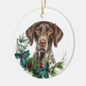 ドイツ短調ポインタードッグホリーリース セラミックオーナメント (左)