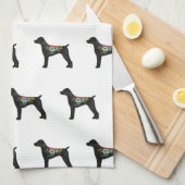ドイツ短調ポインターボホシルエット キッチンタオル (四つ折り)