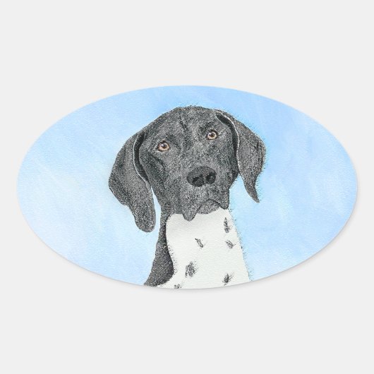 ドイツ短調ポイン絵画ター – Artオリジナル 楕円形シール (正面)