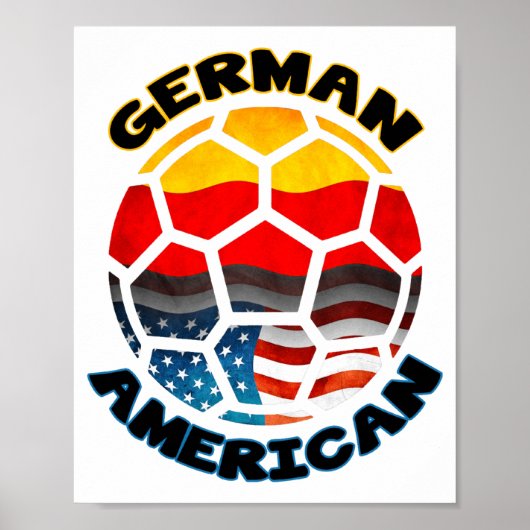 ドイツ系アメリカ人のサッカーボールTシャツ ポスター (正面)