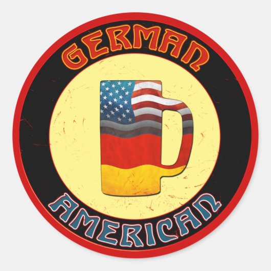 ドイツ系アメリカ人ステッカー ラウンドシール (正面)