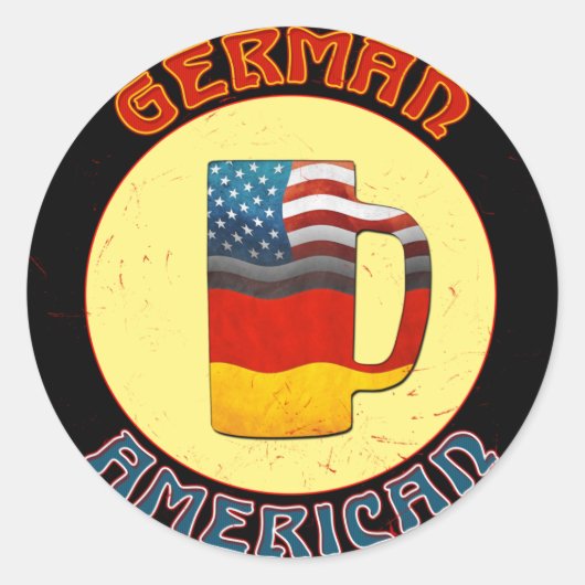 ドイツ系アメリカ人ステッカー ラウンドシール (正面)