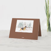 ドイツ素朴シェパードと冬のホリデーシーン シーズンカード (裏面)