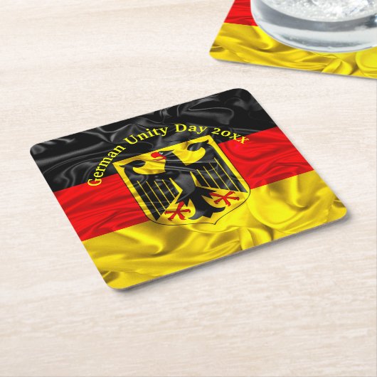 ドイツ統一記念日、ドイツ国民記念日 スクエアペーパーコースター (アングル)