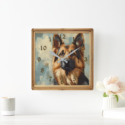 ドイツ絵を描の羊飼い スクエア壁時計 (ホーム)