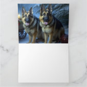 ドイツ羊飼いの雪そりのクリスマスデコール カード (内部)