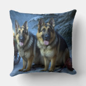 ドイツ羊飼いの雪そりのクリスマスデコール クッション (裏面)