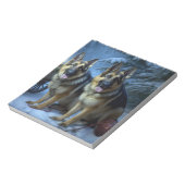 ドイツ羊飼いの雪そりのクリスマスデコール ノートパッド (回転)