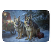 ドイツ羊飼いの雪そりのクリスマスデコール バスマット (正面)