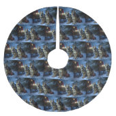 ドイツ羊飼いの雪そりのクリスマスデコール ブラッシュドポリエステルツリースカート (正面)