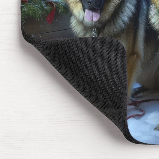 ドイツ羊飼いの雪そりのクリスマスデコール マウスパッド (コーナー)