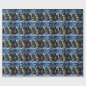 ドイツ羊飼いの雪そりのクリスマスデコール ラッピングペーパー (フラット)