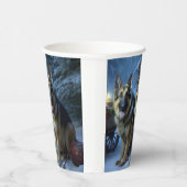 ドイツ羊飼いの雪そりのクリスマスデコール 紙コップ (右)