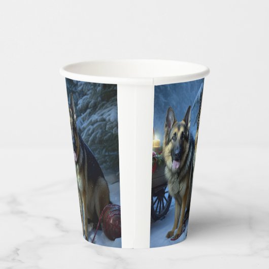 ドイツ羊飼いの雪そりのクリスマスデコール 紙コップ (右)