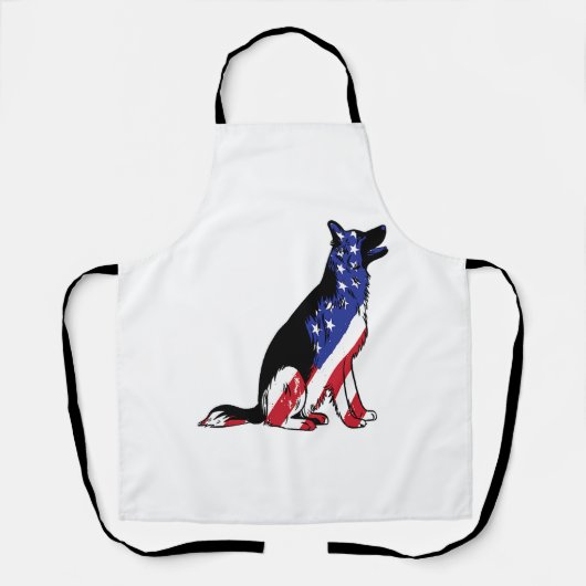 ドイツ羊飼いアメリカ国旗の愛国犬 エプロン (正面)