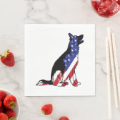 ドイツ羊飼いアメリカ国旗の愛国犬 スタンダードランチョンナプキン (インサイチュ)