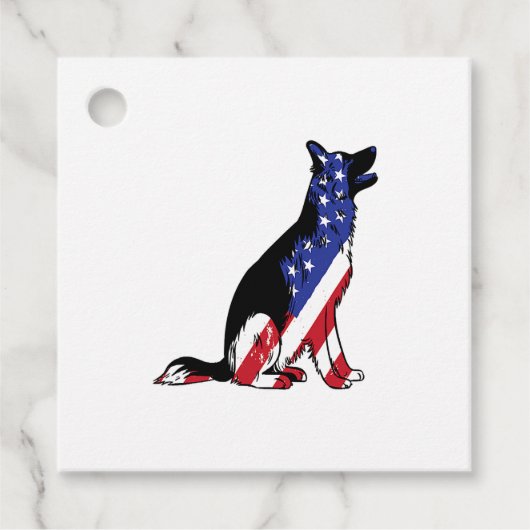 ドイツ羊飼いアメリカ国旗の愛国犬 フェイバータグ (正面)