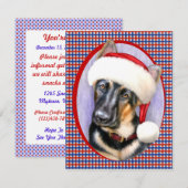 ドイツ羊飼いクリスマスサンタパップ 招待状 (正面/裏面)