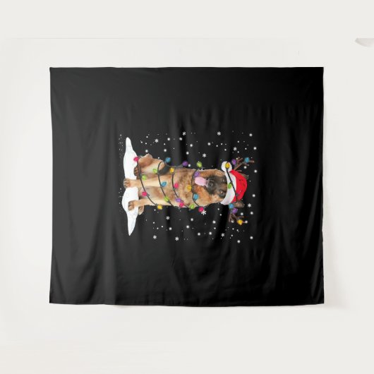 ドイツ羊飼いクリスマスツリーライトパジャマドッグ タペストリー (正面(横))
