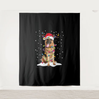ドイツ羊飼いクリスマスツリーライトパジャマドッグ タペストリー