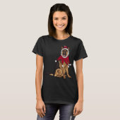 ドイツ羊飼いクリスマスドッグサンタクリスマス Tシャツ (正面フル)