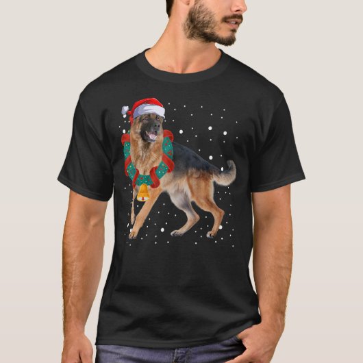 ドイツ羊飼いクリスマスPj衣装パーティードッグレイ Tシャツ (正面)