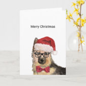 ドイツ羊飼いサンタ・クリスマスカード カード (黄色い花)