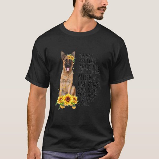 ドイツ羊飼いヒマワリ犬ママ・ママ Tシャツ (正面)