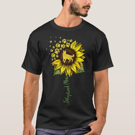 ドイツ羊飼いママひまわり羊飼いドッグママMam Tシャツ (正面)