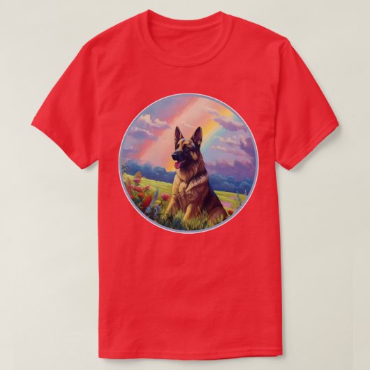 ドイツ羊飼いメモリアルレインボーブリッジGSDアート Tシャツ (デザイン正面)