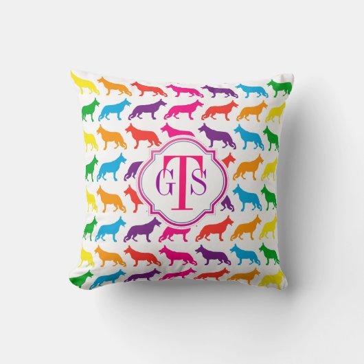 ドイツ羊飼いモノグラム クッション (正面)