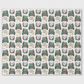 ドイツ羊飼いレトロトラックモノグラムクリスマス ラッピングペーパー (フラット)