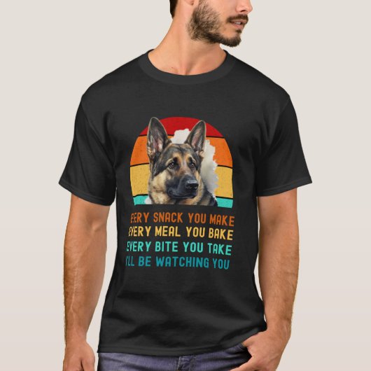 ドイツ羊飼い子犬またはアルザティアン犬ママパパママ Tシャツ (正面)