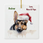 ドイツ羊飼い犬のクリスマスフェンス セラミックオーナメント (裏面)