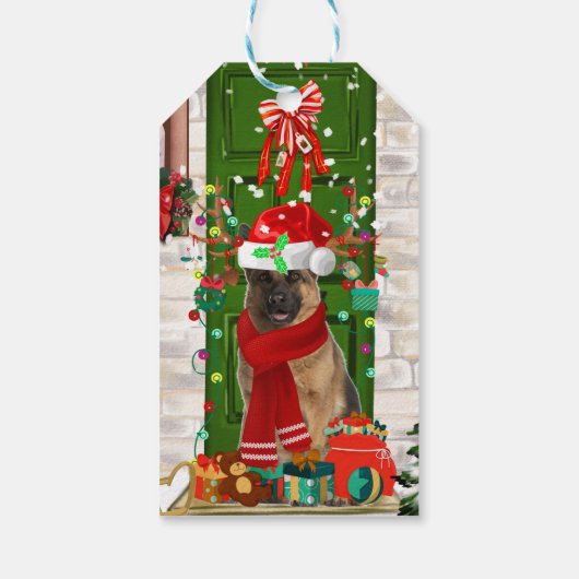 ドイツ羊飼い犬のクリスマス ギフトタグ (裏面)
