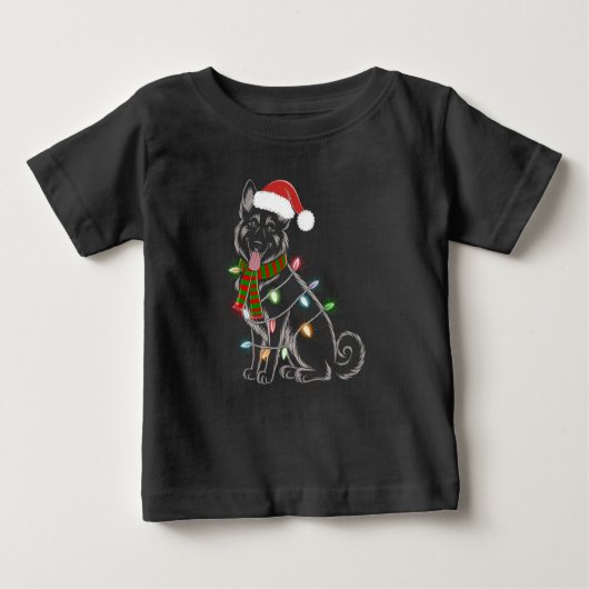 ドイツ羊飼い犬のクリスマス ベビーTシャツ (正面)