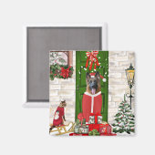 ドイツ羊飼い犬のクリスマス マグネット (正面/裏面)