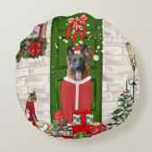 ドイツ羊飼い犬のクリスマス ラウンドクッション (裏面)