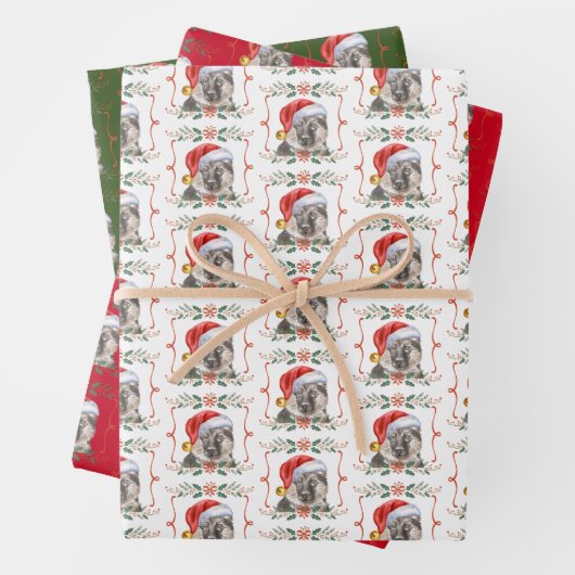ドイツ羊飼い犬のクリスマス ラッピングペーパーシート (インサイチュ)