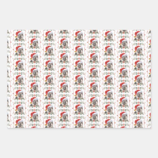 ドイツ羊飼い犬のクリスマス ラッピングペーパーシート (正面)