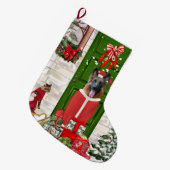 ドイツ羊飼い犬のクリスマス ラージクリスマスストッキング (正面 (吊り時))