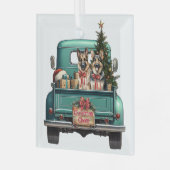 ドイツ羊飼い犬の二匹のトラックのクリスマス ガラスオーナメント (正面左)