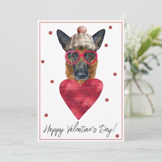 ドイツ羊飼い犬の恋人バレンタインギフト シーズンカード (スタンド正面)