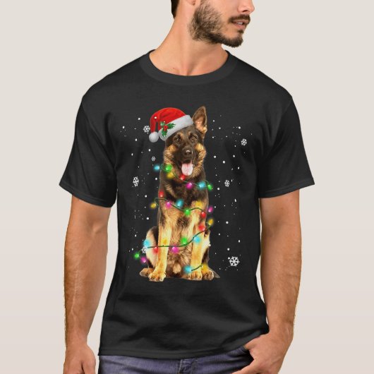 ドイツ羊飼い犬の木クリスマスクリスマス犬の贈り物 Tシャツ (正面)