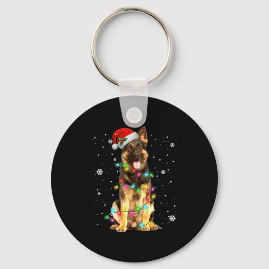 ドイツ羊飼い犬の木クリスマスセータークリスマス キーホルダー (正面)