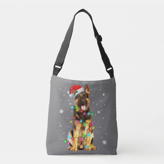 ドイツ羊飼い犬の木クリスマスセータークリスマス クロスボディバッグ (正面)